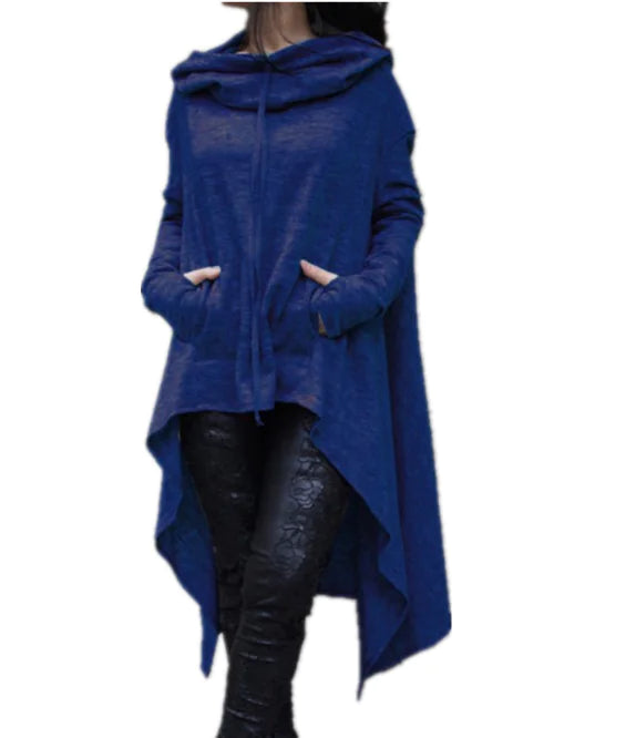 Solid Color Long Hooded Sweatshirt