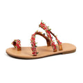 Women's Braided Flower Flat Beach Sandals