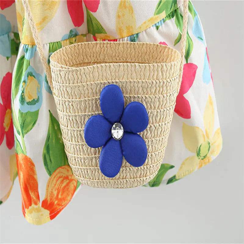 Girls' Floral Dress with Bag