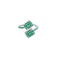 Adjustable Green CZ Statement Ring - Double Einstein Design | Sterling Silver
