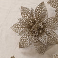 10pcs 4in Glitter Faux Flowers for Christmas Ornaments