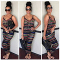 Striped Print Sleeveless Backless Jumpsuit