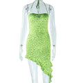 Women's Off-the-Shoulder Ruffled Halter Dress