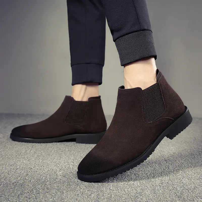 Men's High-Top Leather Chelsea Ankle Boots