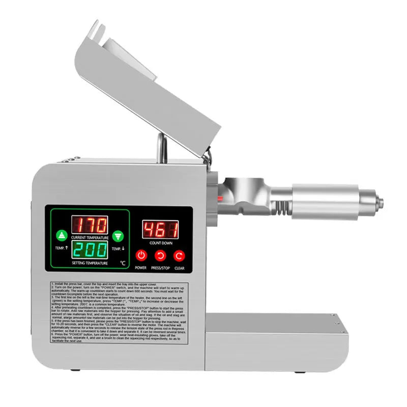 Intelligent Oil Press Automatic Household Stainless Steel Hot Cold Oil Extraction Machine Temperature Control Sesame Oil Peanut