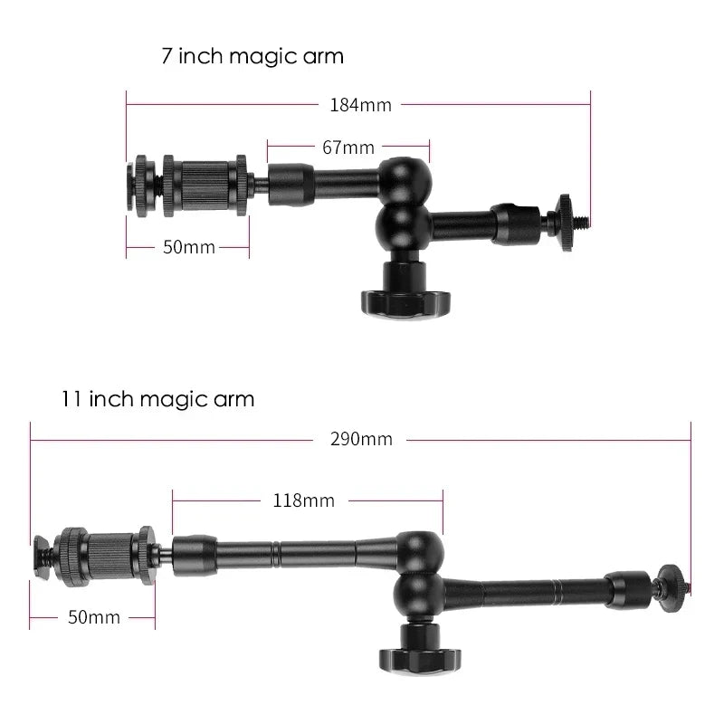 Super Clamp 7/11 inches Adjustable Magic Articulated Arm for Mounting HDMI Monitor LED Light LCD Video Camera Flash Camera DSLR