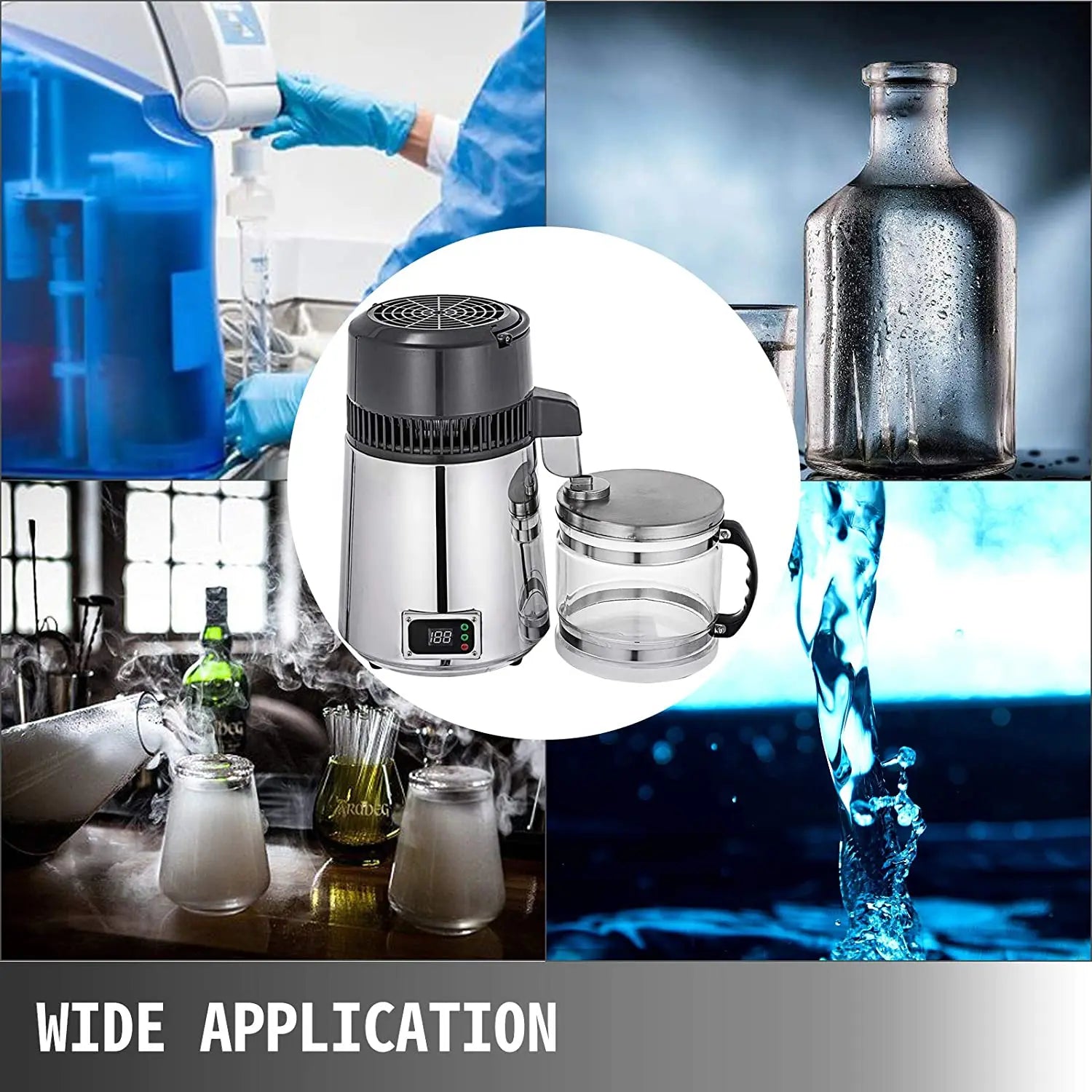 750W 4L Water Distiller, Household Stainless Steel Water Purifier for Pure Distilled Water, Distillation Machine with Filter for