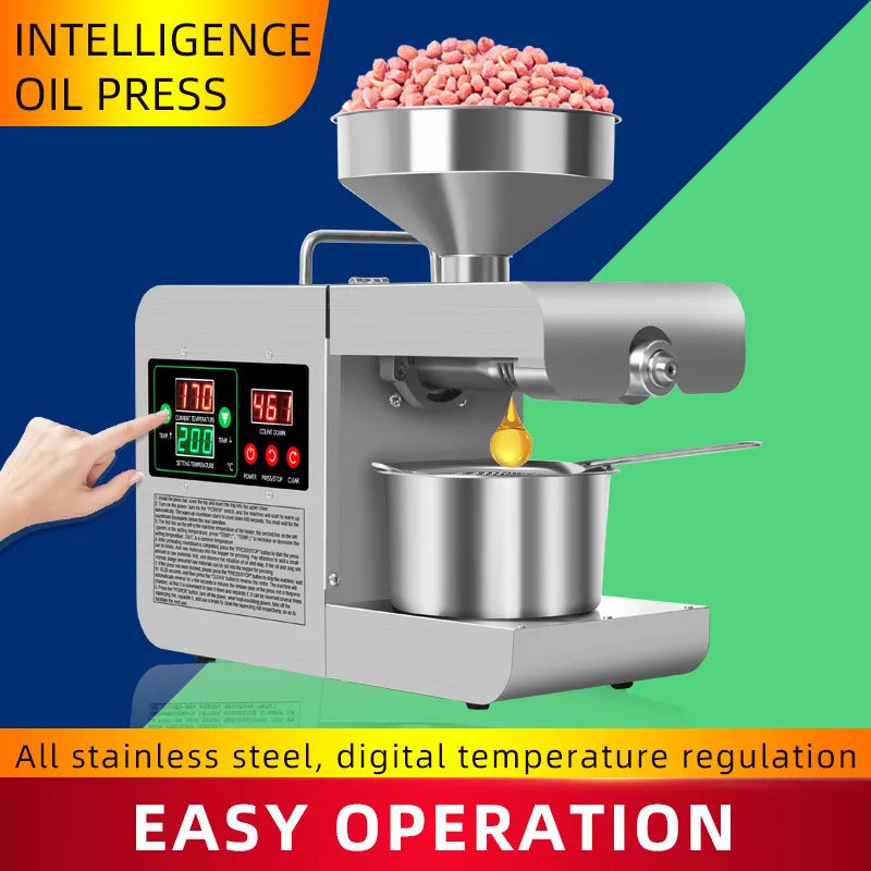 Intelligent Oil Press Automatic Household Stainless Steel Hot Cold Oil Extraction Machine Temperature Control Sesame Oil Peanut