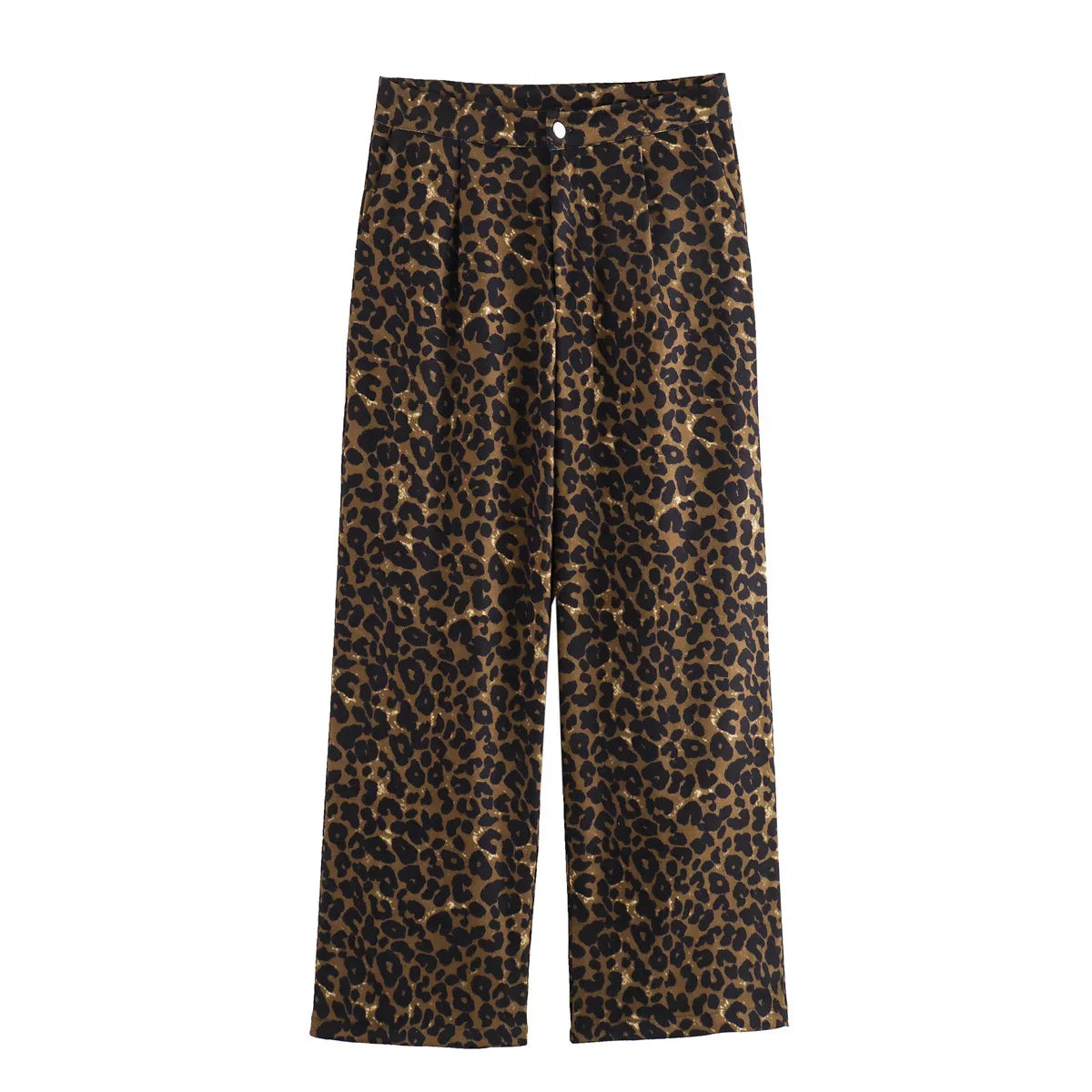 New Chic Fashion Side Pockets leopard Print Loose Wide Leg Pants
