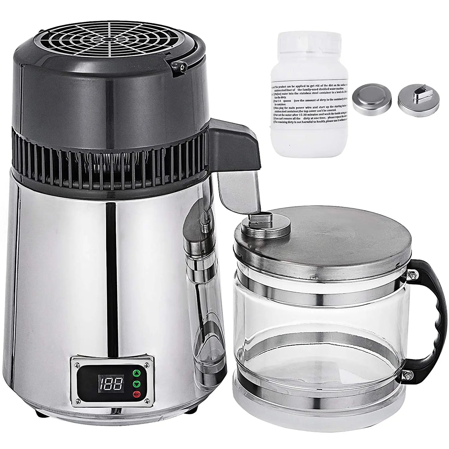 750W 4L Water Distiller, Household Stainless Steel Water Purifier for Pure Distilled Water, Distillation Machine with Filter for