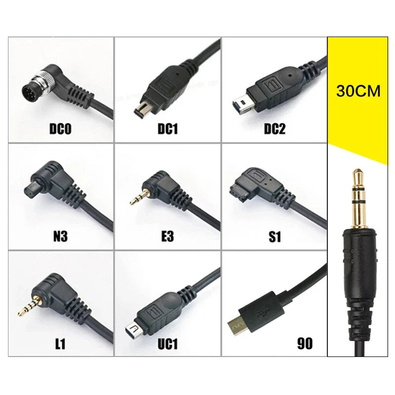 Pixel 30cm Shutter Release Remote Control Connecting DC0 DC2 N3 E3 S1 S2 Cable For Canon Nikon Sony Camera TW-283 T9