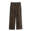 New Chic Fashion Side Pockets leopard Print Loose Wide Leg Pants