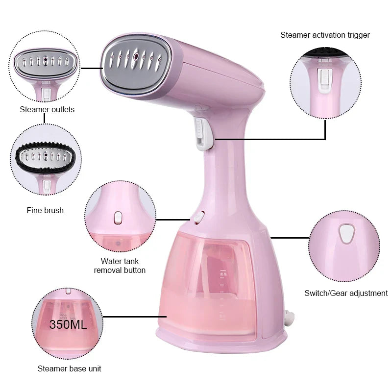 saengQ Steam Iron Garment Steamer Handheld Fabric 1500W Travel Vertical 350ml Mini Portable  Home Travelling For Clothes Ironing
