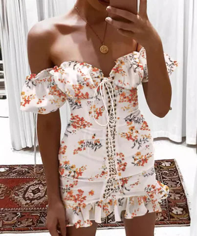 Vacation Floral Off-Shoulder Dress for Women