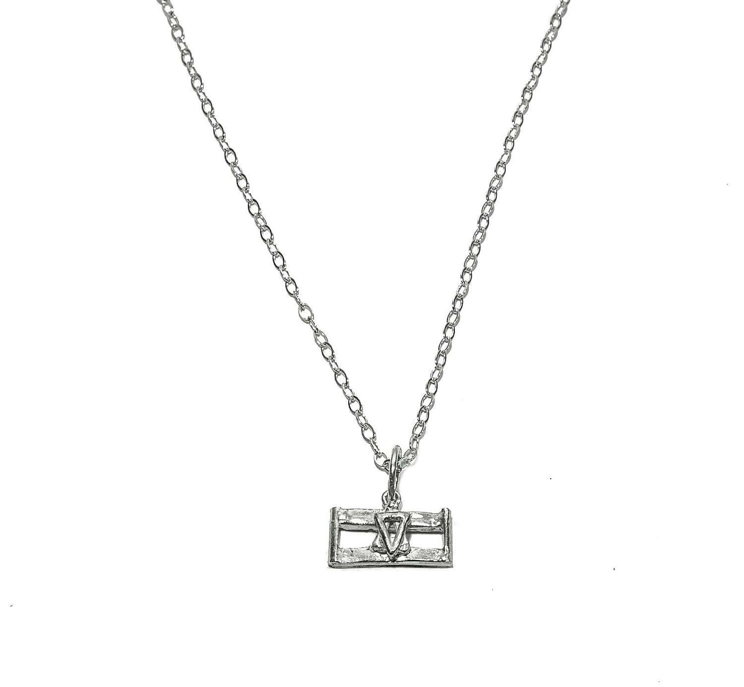 Israeli Flag Necklace in Sterling Silver