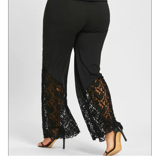 Plus Size Women's Casual Wide Leg Lace Pants