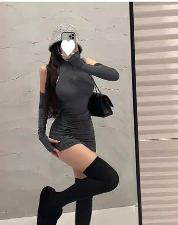Spring Sexy Turtleneck Halter Dress for Women