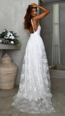 Lace V-Neck Maxi Dress