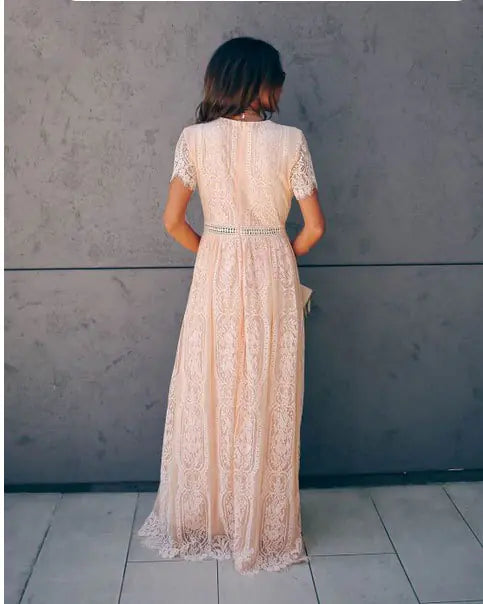 Summer New Women's Lace V-Neck Maxi Dress
