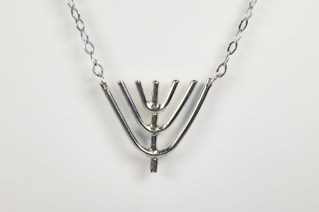 Menorah Sterling Silver Pendant Necklace