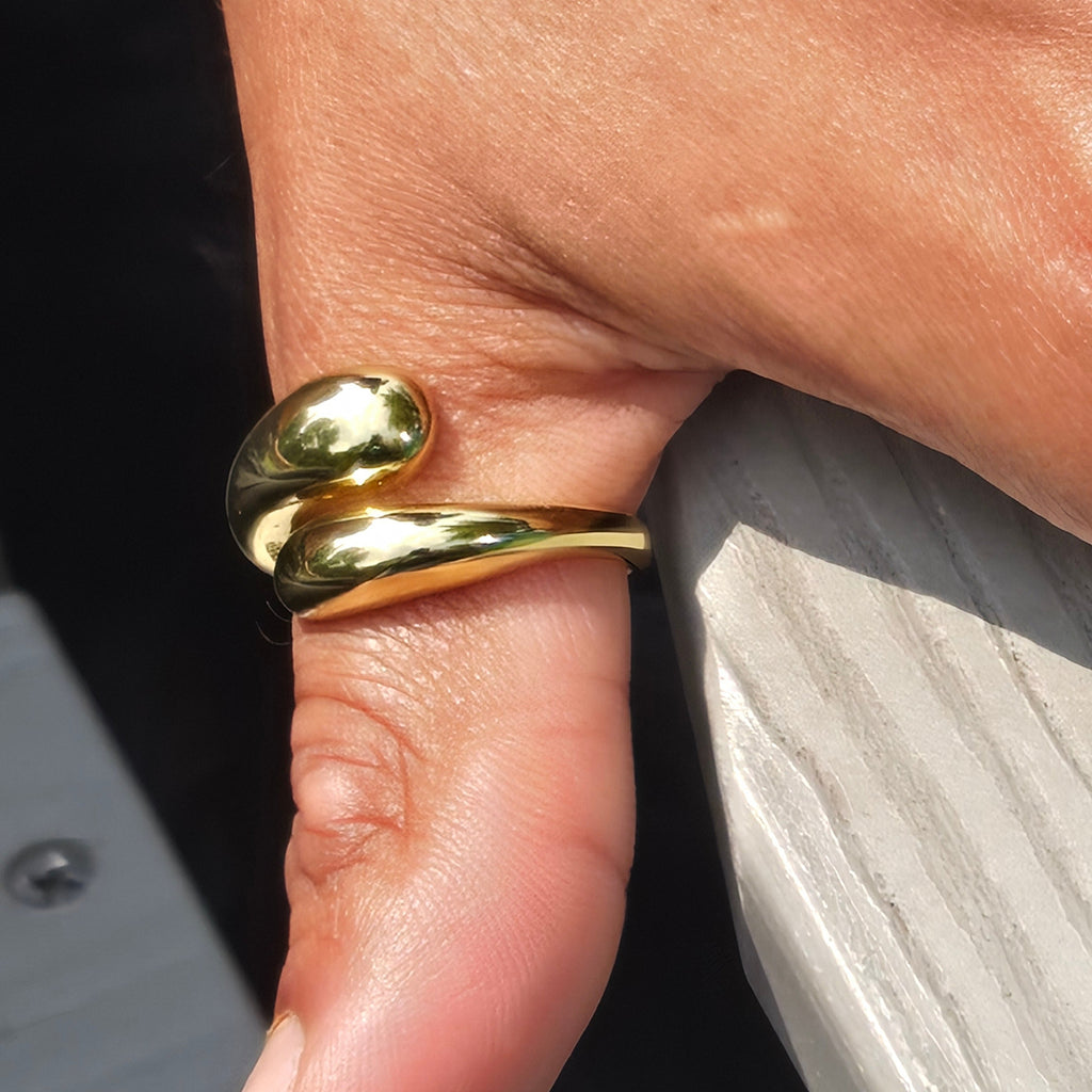 Millennium Ring in Gold - Adjustable 18K Gold Plated Sterling Silver Band