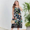 Plus Size Floral Print Maxi Dress with Spaghetti Straps