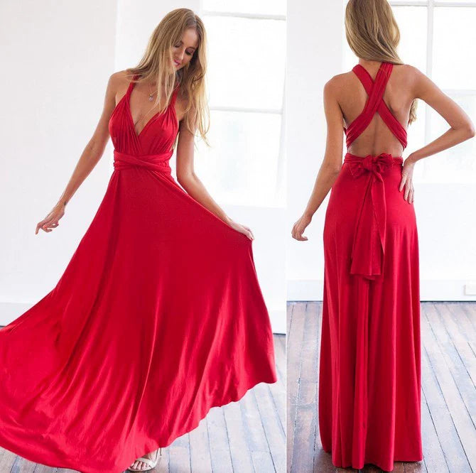Sexy Stunning Multi-Rope Bandage Red Dress Long Dress