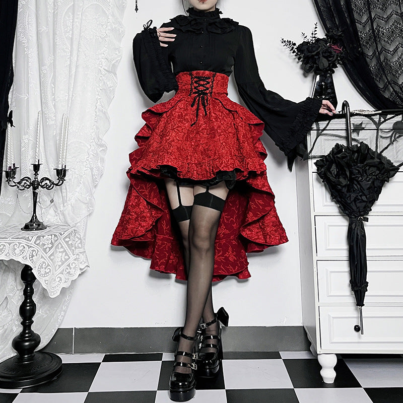 Alt Goth Fairy core Grunge Lolita Skirt Women Dark Gothic