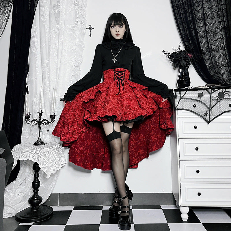 Alt Goth Fairy core Grunge Lolita Skirt Women Dark Gothic