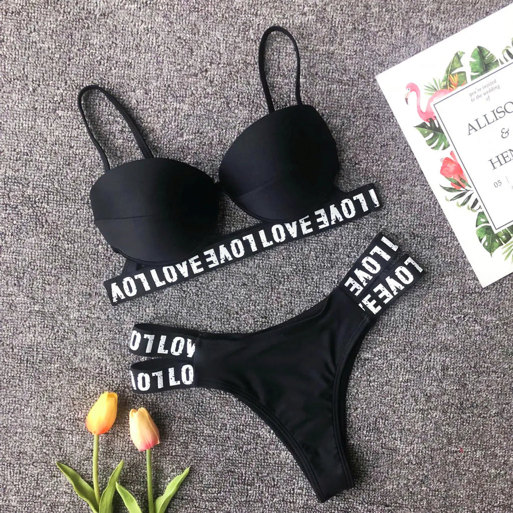 Women's Sexy White Leopard Print Bikini Swimsuit Set