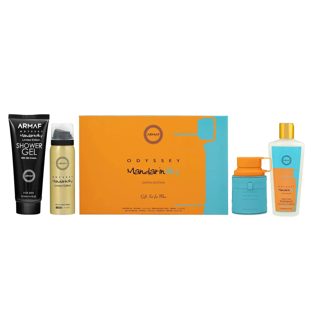 Armaf Odyssey Mandarin Sky 4-Piece Set  For Men 3.4oz EDP Spray