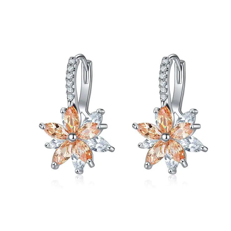 Snowflake Earrings with Zirconium Studs