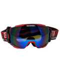 Bomber Goggles (Red w/Flash Blue Lens)