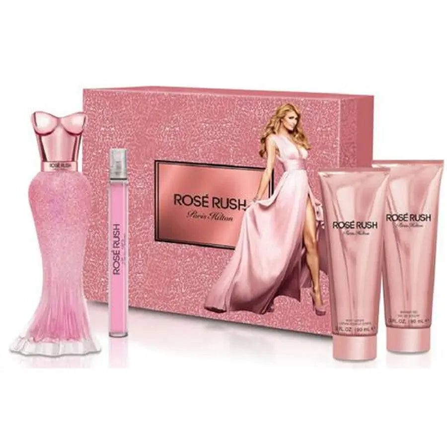 Rose Rush By Paris Hilton W 3.4oz 4pc Set EDP Spray