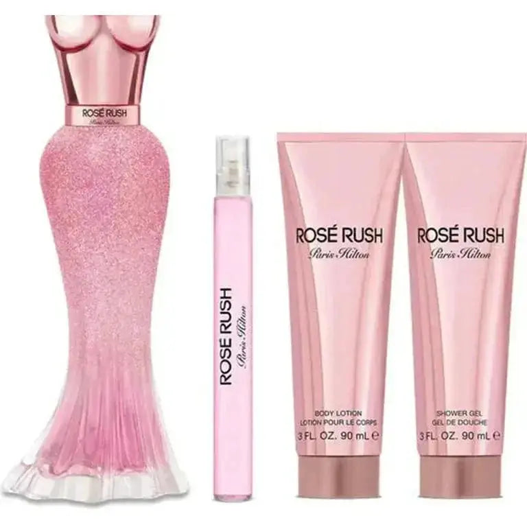 Rose Rush By Paris Hilton W 3.4oz 4pc Set EDP Spray