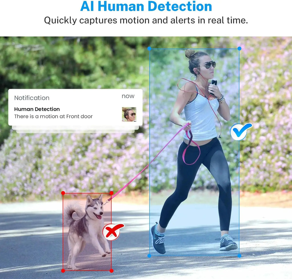 Wireless Video Doorbell Camera with AI Detection, Night Vision, 2-Way Talk, Battery Powered for Indoor/Outdoor Use