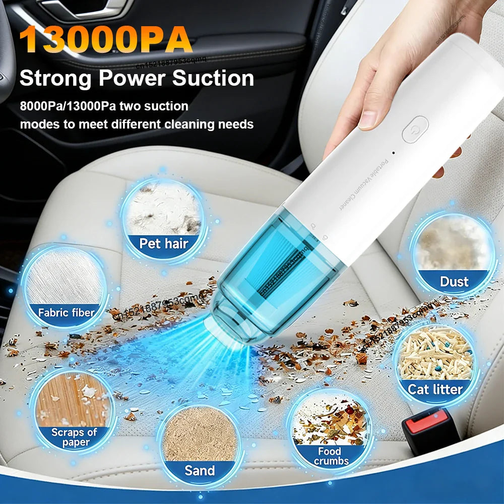 Car Vacuum Cleaner 13000PA Strong Suction Vacuum Cleaner USB Rechargeable Handheld Portable Car&Home Wireless Vacuum Cleaner