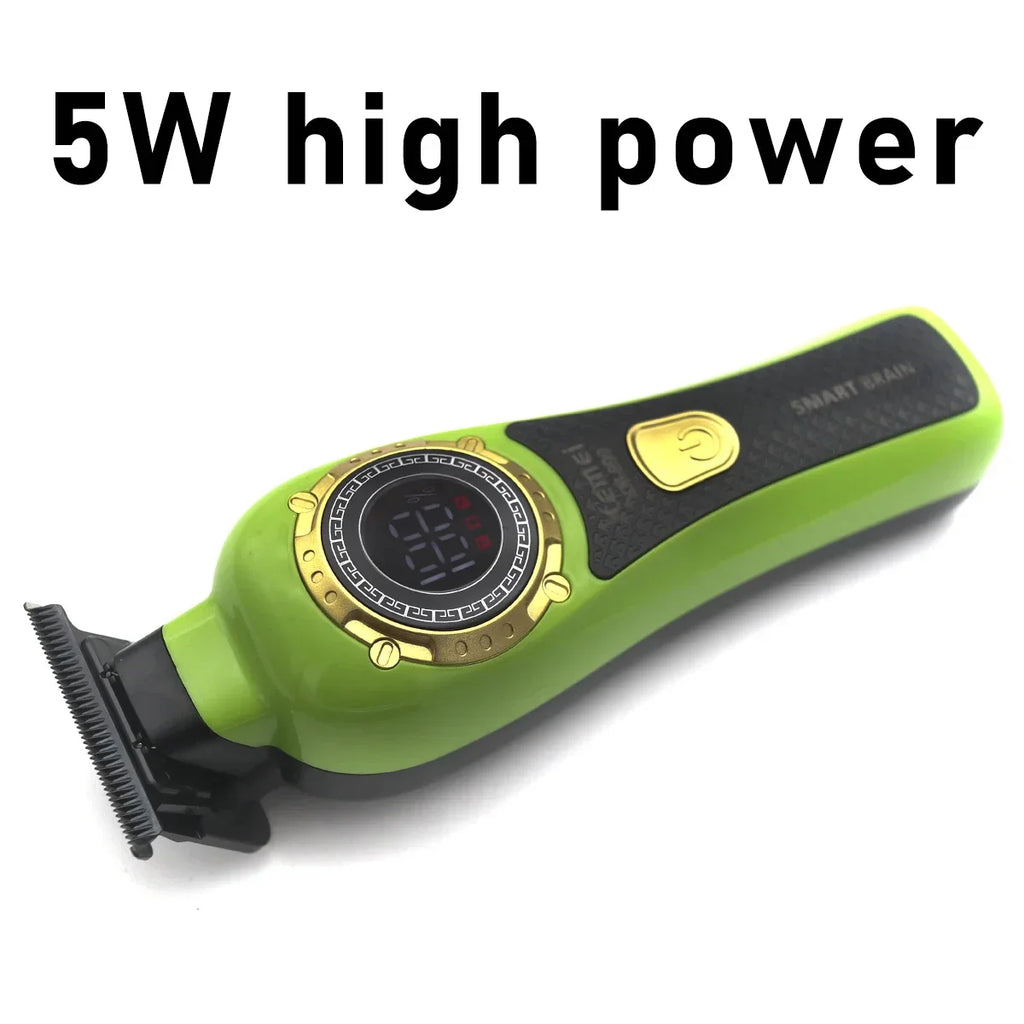 Kemei DLC T-Blade Zero Gapped LED Display Cordless USB Professional Hair Clipper Finishing Machine KM-999 Hair Trimmer for Men