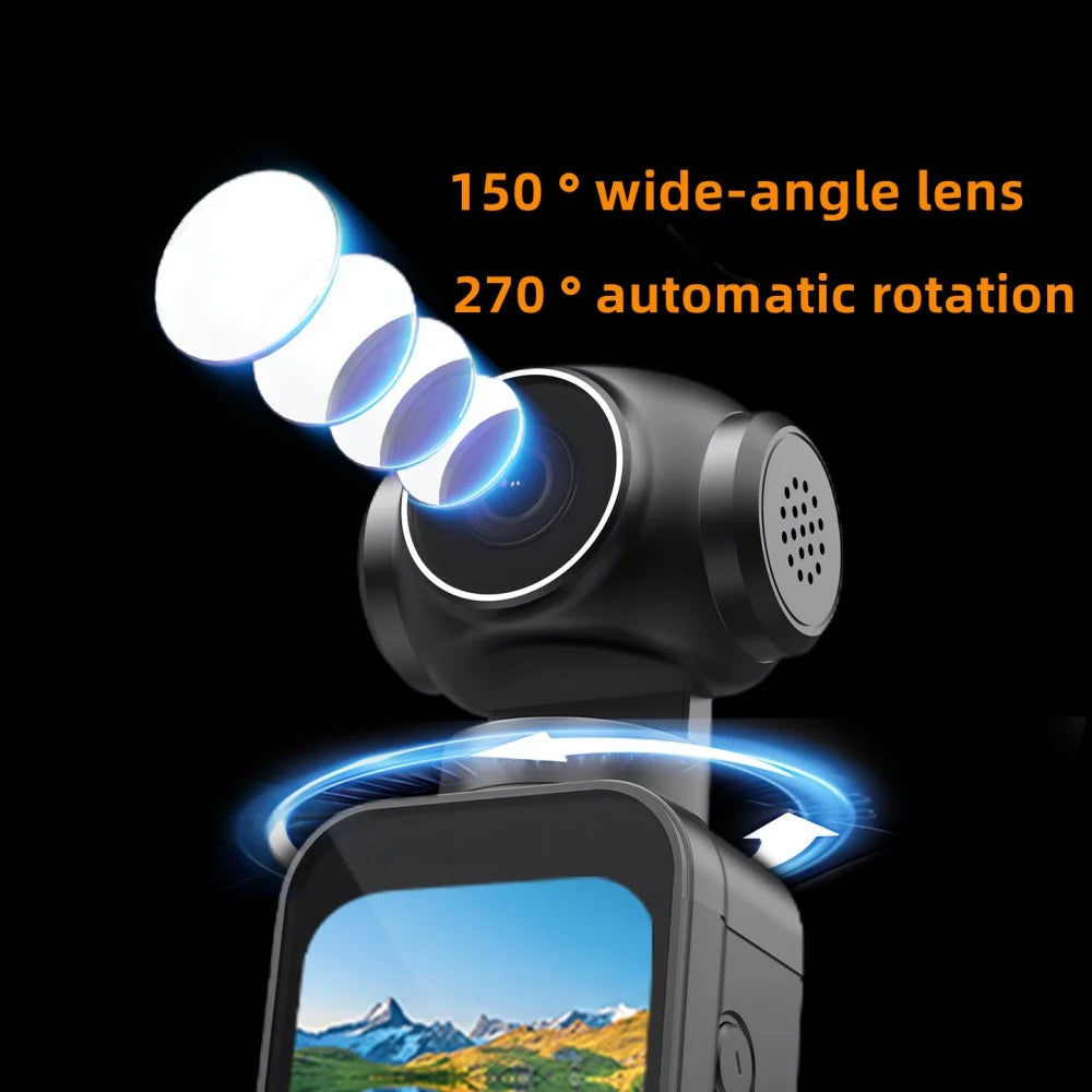 64MP 4K Action Cameras Anti-shake Sports Cam 270° Face Detect Auto Rotative Pocket Camcorder Digital Vlog Camera Video Recorder