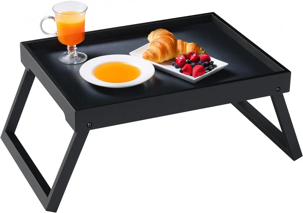 Portable Laptop Bed Table with USB Ports, Drawer & Cup Holder - Black