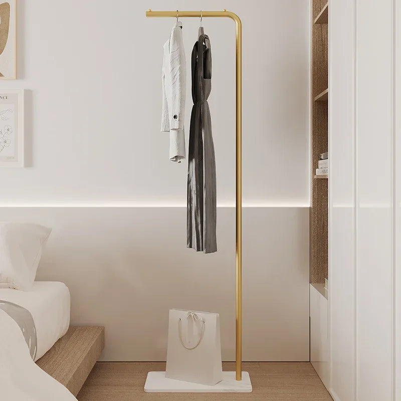Cream Minimalist Floor Coat Rack Entryway Standing Coat Stand Multifunctional Bedroom Clothes Hanger Shelf Organizer Furniture
