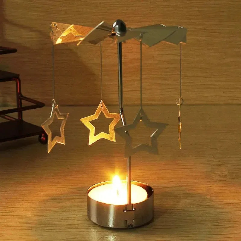 Rotating Carrousel Tea Light Candle Holder For Home Room Decor Holiday Light Centerpiece Gift for Kids Tea Candle Candlesticks