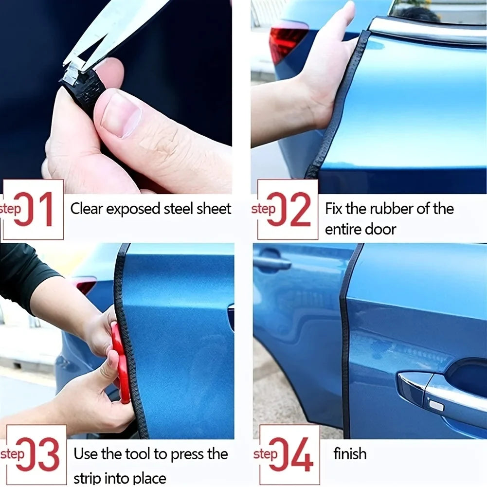 5/10M Car Door Protector Edge Scratch Strip Universal Car Door Noise reduction Anti Collision Protection With Steel Carstyling