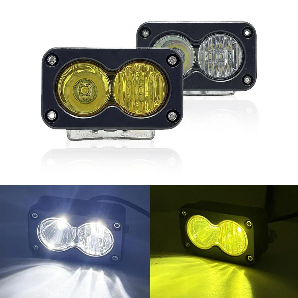 Car Spotlight 3 Inch White Yellow LED Pod Driving Work Light for Pickup Motorcycle Truck Offroad Roof Luggage Rack Lamp