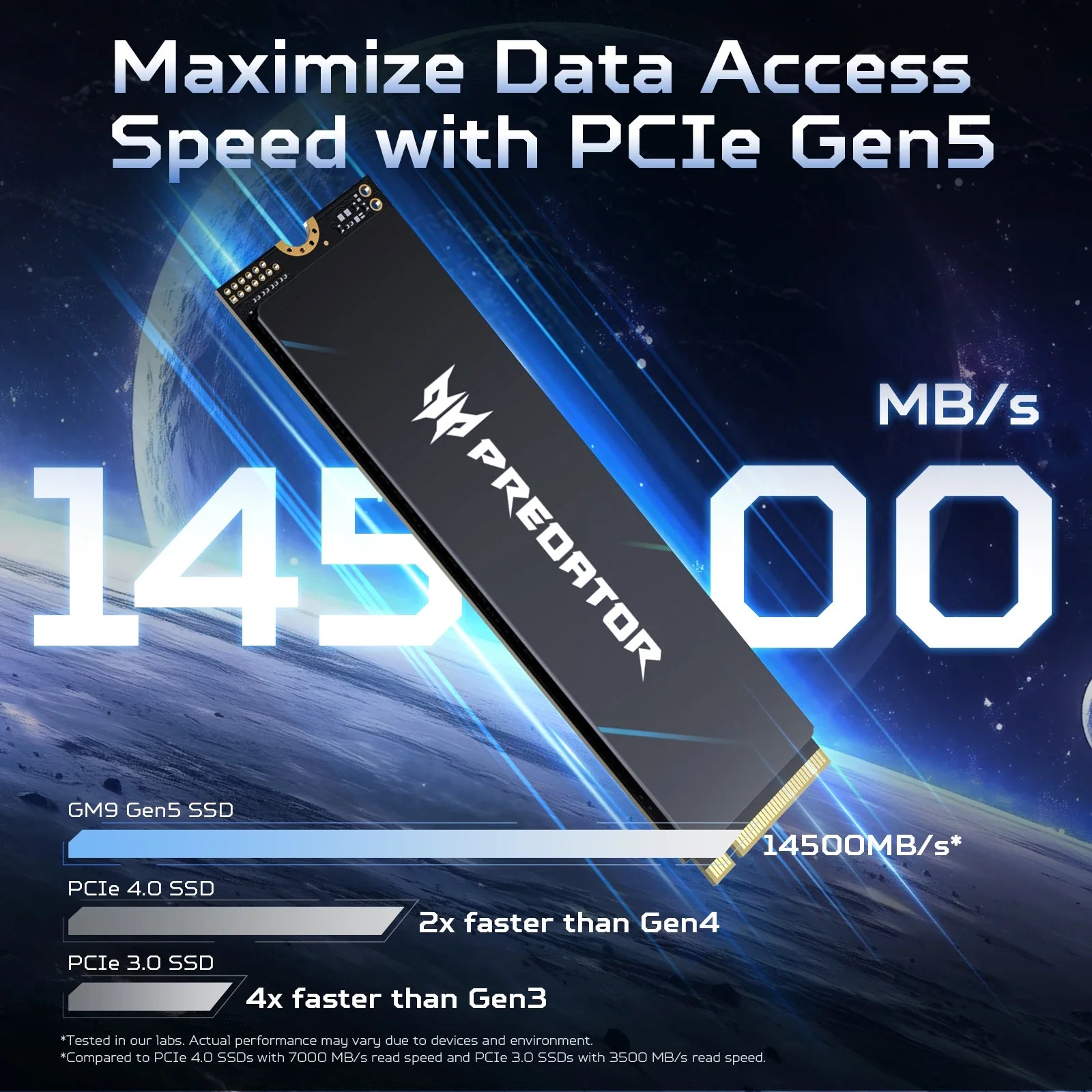 ACER PREDATOR GM9 NVMe SSD, 1TB/2TB M.2 2280 Game Drive, Read Speed up to 14500MB/s, PCIe Gen5.0 NVMe, High Performance Gaming