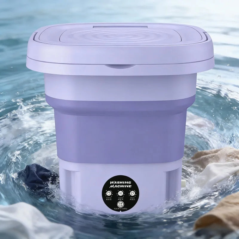 Household Portable Small Mobile Washing Machine with Spin Dryer for Socks Underwear Baby Clothes Mini Folding Washing Machine