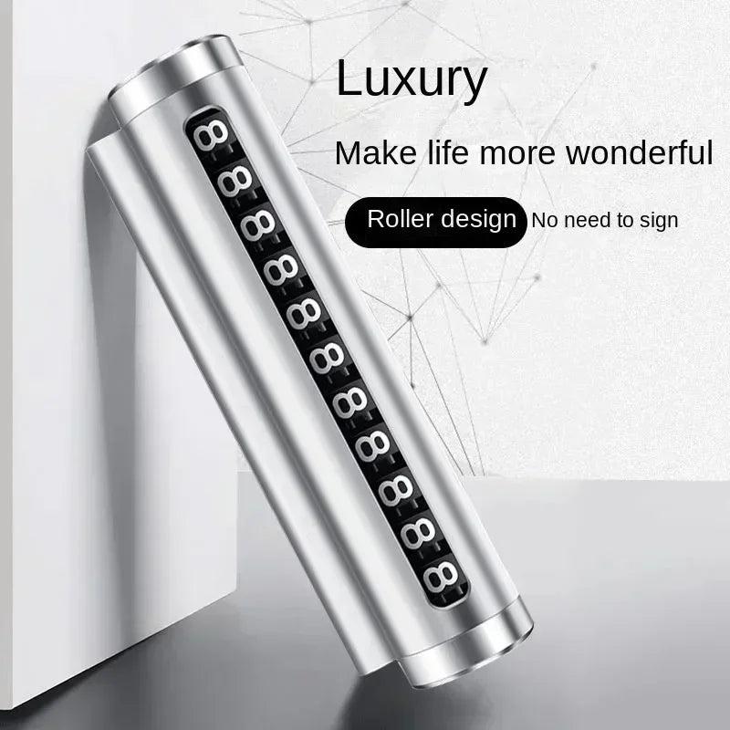Metal Car Temporary Parking Card Rotate Phone Number Plate Aluminum Stickers Park Stop In Car-styling Auto Accessories