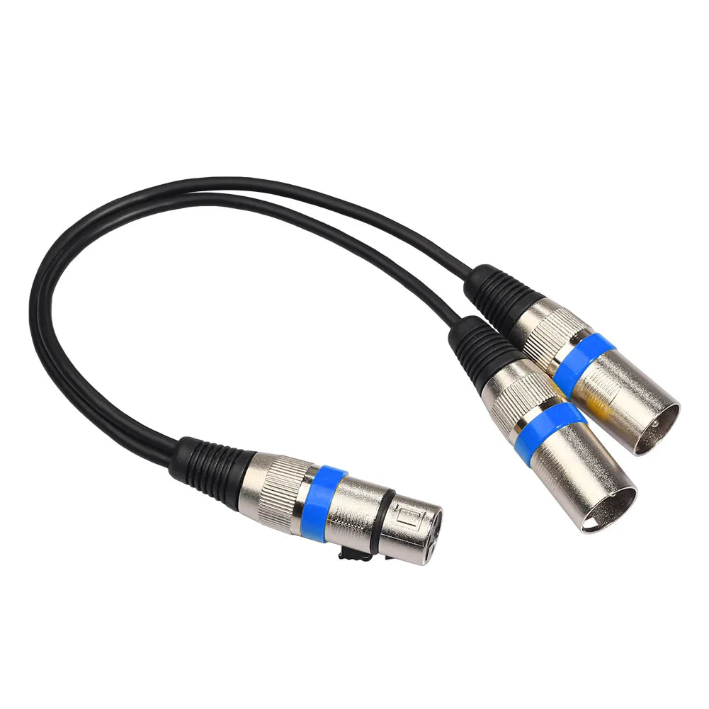 30cm 3Pin XLR Female Jack to Dual 2 Male Plug Adapter Cable Microphone Splitter Cord for Mic Amplifier Speaker Mixer Accessories