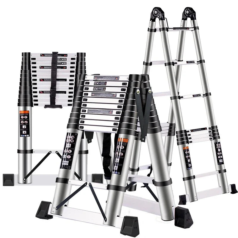 Aluminum Telescopic Folding 3 Step Ladder Step Stool Home Kitchen Garden Portable Lightweight Safety Lock Multipurpose Household