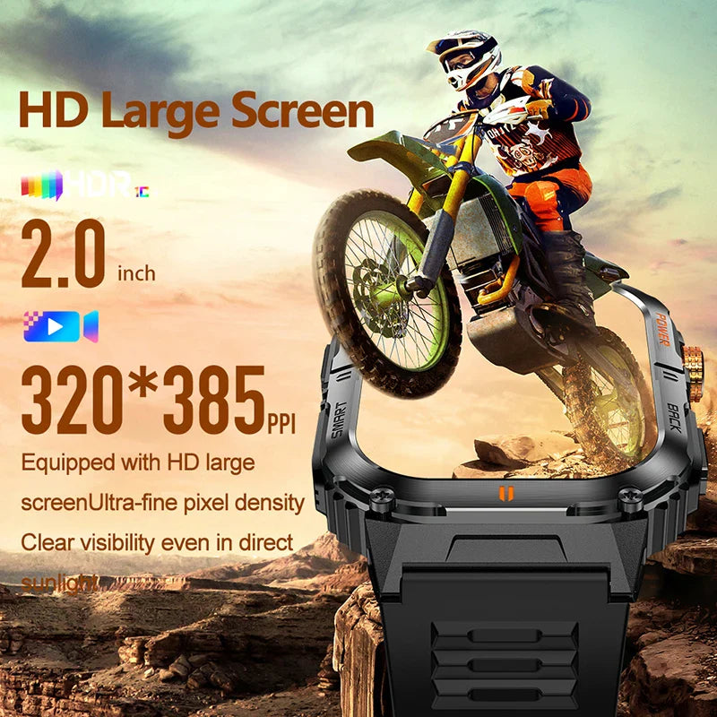 2026 New Smart Watch 2.00inch HD Display Bluetooth Call LED Flashlight Multiple Sports Modes Pedometer Men's Sports Smartwatch